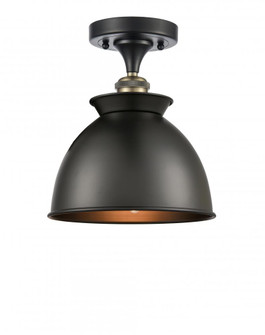 Adirondack - 1 Light - 8 inch - Black Antique Brass - Semi-Flush Mount (3442|516-1C-BAB-M14-BK-LED)