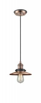 Railroad - 1 Light - 8 inch - Antique Copper - Cord hung - Mini Pendant (3442|201CBP-ACBK-M3-AC)