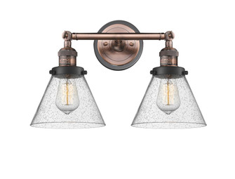 Cone - 2 Light - 18 inch - Antique Copper - Adjustable Bath Vanity Light (3442|208BP-ACBK-G44)