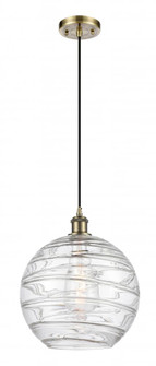 Athens Deco Swirl - 1 Light - 12 inch - Antique Brass - Cord hung - Mini Pendant (3442|516-1P-AB-G1213-12-LED)