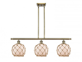Farmhouse Rope - 3 Light - 36 inch - Antique Brass - Stem hung - Island Light (3442|516-3I-AB-G121-8RB-LED)