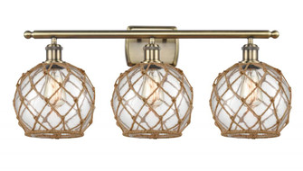 Farmhouse Rope - 3 Light - 28 inch - Antique Brass - Bath Vanity Light (3442|516-3W-AB-G122-8RB)