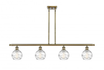 Athens Deco Swirl - 4 Light - 48 inch - Antique Brass - Stem hung - Island Light (3442|516-4I-AB-G1213-6-LED)