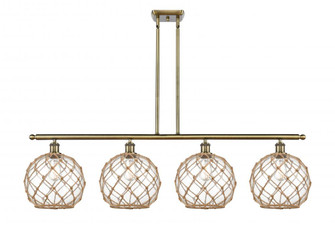 Farmhouse Rope - 4 Light - 48 inch - Antique Brass - Stem hung - Island Light (3442|516-4I-AB-G122-10RB-LED)