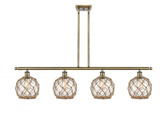 Farmhouse Rope - 4 Light - 48 inch - Antique Brass - Stem hung - Island Light (3442|516-4I-AB-G122-8RB)