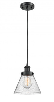 Cone - 1 Light - 8 inch - Matte Black - Cord hung - Mini Pendant (3442|916-1P-BK-G44)