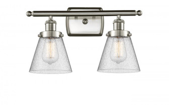 Cone - 2 Light - 16 inch - Brushed Satin Nickel - Bath Vanity Light (3442|916-2W-SN-G64-LED)