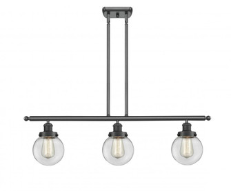 Beacon - 3 Light - 36 inch - Matte Black - Stem Hung - Island Light (3442|916-3I-BK-G202-6-LED)