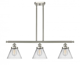 Cone - 3 Light - 36 inch - Brushed Satin Nickel - Stem Hung - Island Light (3442|916-3I-SN-G42-LED)