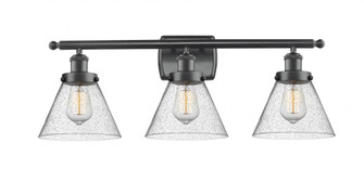 Cone - 3 Light - 28 inch - Matte Black - Bath Vanity Light (3442|916-3W-BK-G44)