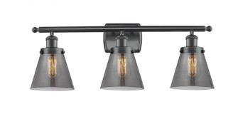 Cone - 3 Light - 26 inch - Matte Black - Bath Vanity Light (3442|916-3W-BK-G63-LED)