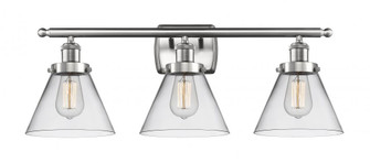 Cone - 3 Light - 28 inch - Brushed Satin Nickel - Bath Vanity Light (3442|916-3W-SN-G42-LED)
