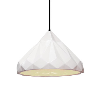 Geometric 1-Light LED Pendant (254|CER-6450-WHT-MBLK-BKCD-LED1-700)