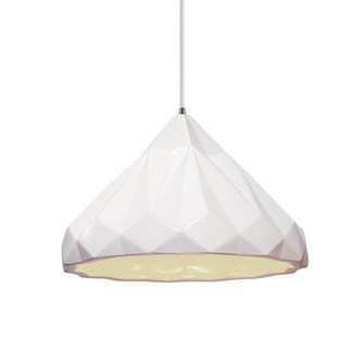 Geometric 1-Light LED Pendant (254|CER-6450-WHT-NCKL-WTCD-LED1-700)