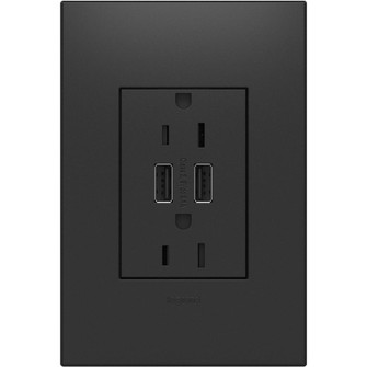 Dual USB Plus-Size Outlet Combo with Matching Wall Plate (1452|ARTRUSB153G4WP)