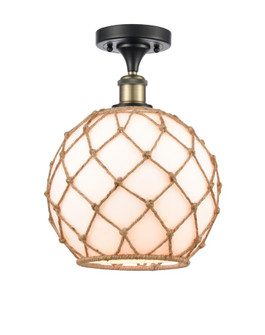 Farmhouse Rope - 1 Light - 10 inch - Black Antique Brass - Semi-Flush Mount (3442|516-1C-BAB-G121-10RB-LED)