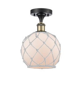 Farmhouse Rope - 1 Light - 8 inch - Black Antique Brass - Semi-Flush Mount (3442|516-1C-BAB-G121-8RW-LED)