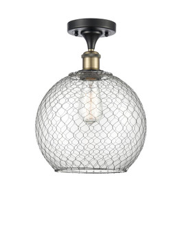 Farmhouse Chicken Wire - 1 Light - 10 inch - Black Antique Brass - Semi-Flush Mount (3442|516-1C-BAB-G122-10CSN)