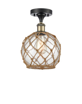 Farmhouse Rope - 1 Light - 8 inch - Black Antique Brass - Semi-Flush Mount (3442|516-1C-BAB-G122-8RB-LED)