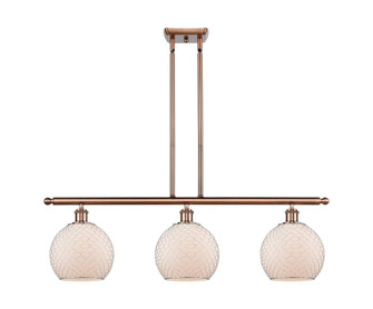 Farmhouse Chicken Wire - 3 Light - 36 inch - Antique Copper - Cord hung - Island Light (3442|516-3I-AC-G121-8CSN-LED)