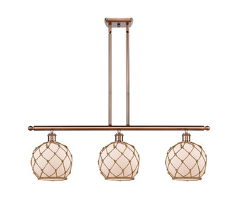 Farmhouse Rope - 3 Light - 36 inch - Antique Copper - Stem hung - Island Light (3442|516-3I-AC-G121-8RB-LED)