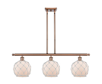 Farmhouse Rope - 3 Light - 36 inch - Antique Copper - Stem hung - Island Light (3442|516-3I-AC-G121-8RW-LED)