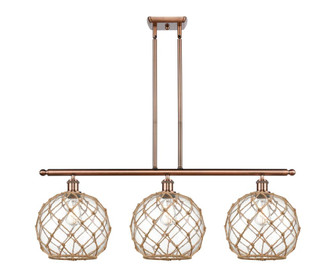 Farmhouse Rope - 3 Light - 37 inch - Antique Copper - Stem hung - Island Light (3442|516-3I-AC-G122-10RB)
