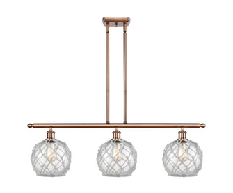Farmhouse Rope - 3 Light - 36 inch - Antique Copper - Stem hung - Island Light (3442|516-3I-AC-G122-8RW)