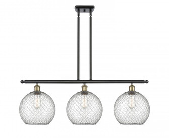 Farmhouse Chicken Wire - 3 Light - 37 inch - Black Antique Brass - Stem hung - Island Light (3442|516-3I-BAB-G122-10CSN-LED)