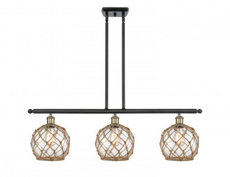 Farmhouse Rope - 3 Light - 36 inch - Black Antique Brass - Stem hung - Island Light (3442|516-3I-BAB-G122-8RB-LED)