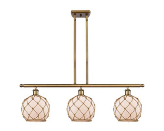 Farmhouse Rope - 3 Light - 36 inch - Brushed Brass - Stem hung - Island Light (3442|516-3I-BB-G121-8RB-LED)