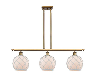 Farmhouse Rope - 3 Light - 36 inch - Brushed Brass - Stem hung - Island Light (3442|516-3I-BB-G121-8RW-LED)