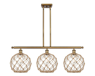 Farmhouse Rope - 3 Light - 37 inch - Brushed Brass - Stem hung - Island Light (3442|516-3I-BB-G122-10RB-LED)