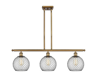 Farmhouse Chicken Wire - 3 Light - 36 inch - Brushed Brass - Cord hung - Island Light (3442|516-3I-BB-G122-8CBK)