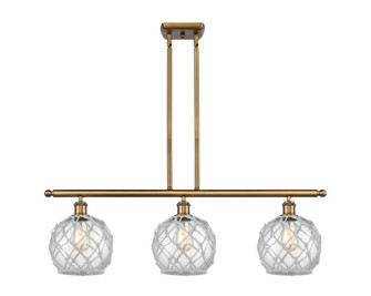 Farmhouse Rope - 3 Light - 36 inch - Brushed Brass - Stem hung - Island Light (3442|516-3I-BB-G122-8RW-LED)