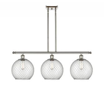 Farmhouse Chicken Wire - 3 Light - 37 inch - Polished Nickel - Stem hung - Island Light (3442|516-3I-PN-G122-10CSN-LED)