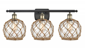 Farmhouse Rope - 3 Light - 28 inch - Black Antique Brass - Bath Vanity Light (3442|516-3W-BAB-G122-8RB-LED)