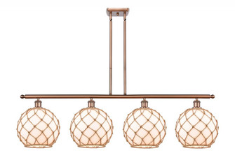 Farmhouse Rope - 4 Light - 48 inch - Antique Copper - Stem hung - Island Light (3442|516-4I-AC-G121-10RB)