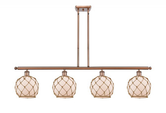 Farmhouse Rope - 4 Light - 48 inch - Antique Copper - Stem hung - Island Light (3442|516-4I-AC-G121-8RB-LED)