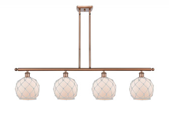 Farmhouse Rope - 4 Light - 48 inch - Antique Copper - Stem hung - Island Light (3442|516-4I-AC-G121-8RW-LED)