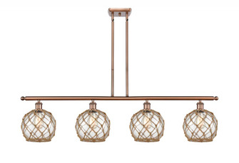 Farmhouse Rope - 4 Light - 48 inch - Antique Copper - Stem hung - Island Light (3442|516-4I-AC-G122-8RB)