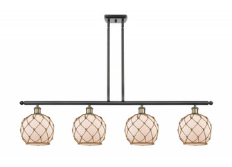 Farmhouse Rope - 4 Light - 48 inch - Black Antique Brass - Stem hung - Island Light (3442|516-4I-BAB-G121-8RB)