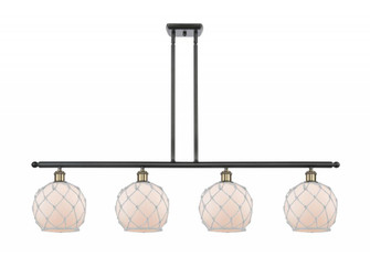 Farmhouse Rope - 4 Light - 48 inch - Black Antique Brass - Stem hung - Island Light (3442|516-4I-BAB-G121-8RW)