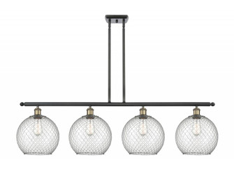 Farmhouse Chicken Wire - 4 Light - 48 inch - Black Antique Brass - Stem hung - Island Light (3442|516-4I-BAB-G122-10CSN)