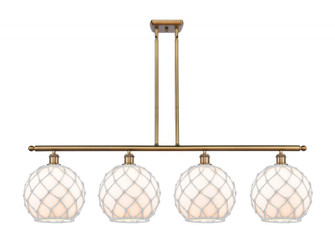 Farmhouse Rope - 4 Light - 48 inch - Brushed Brass - Stem hung - Island Light (3442|516-4I-BB-G121-10RW-LED)
