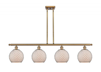 Farmhouse Chicken Wire - 4 Light - 48 inch - Brushed Brass - Cord hung - Island Light (3442|516-4I-BB-G121-8CBK-LED)