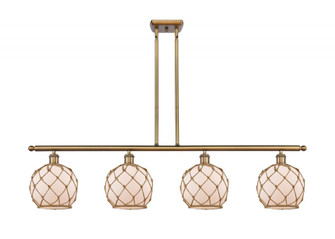 Farmhouse Rope - 4 Light - 48 inch - Brushed Brass - Stem hung - Island Light (3442|516-4I-BB-G121-8RB-LED)