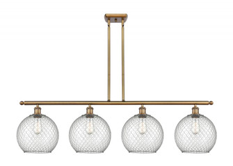 Farmhouse Chicken Wire - 4 Light - 48 inch - Brushed Brass - Stem hung - Island Light (3442|516-4I-BB-G122-10CSN)