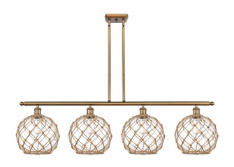 Farmhouse Rope - 4 Light - 48 inch - Brushed Brass - Stem hung - Island Light (3442|516-4I-BB-G122-10RB)