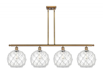 Farmhouse Rope - 4 Light - 48 inch - Brushed Brass - Stem hung - Island Light (3442|516-4I-BB-G122-10RW-LED)